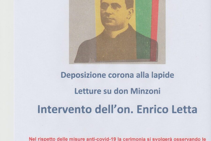Ravenna, cerimonia in ricordo di don Giovanni Minzoni insieme al Segretario nazionale del PD Enrico Letta